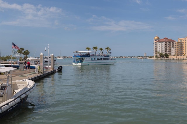 dock area featuring a water view