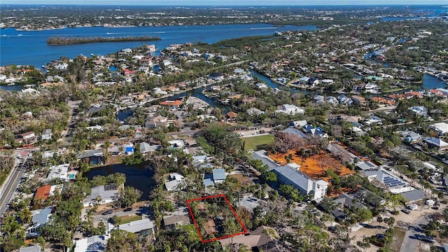 bird's eye view featuring a water view