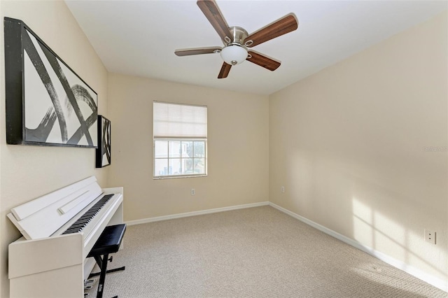 miscellaneous room featuring carpet and ceiling fan