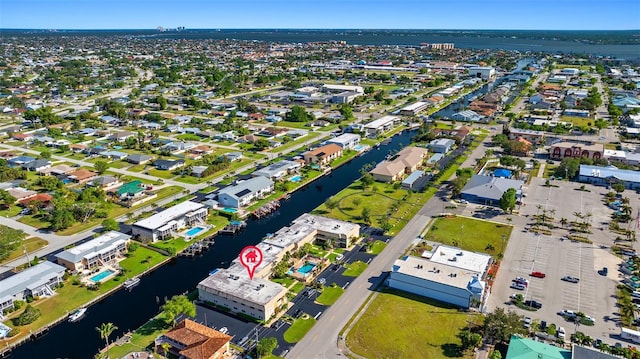 bird's eye view featuring a water view