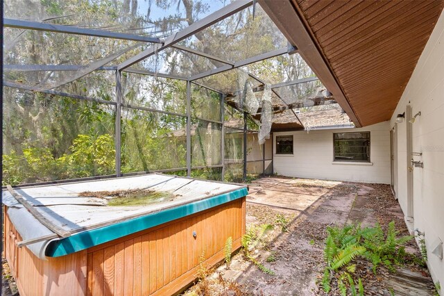 2807 Country River Dr, Parrish, FL 34219 - view of yard with a hot tub, a patio area, and a lanai