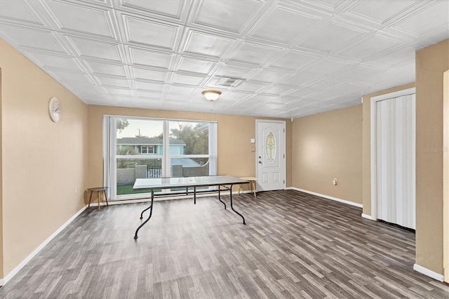 rec room with hardwood / wood-style flooring