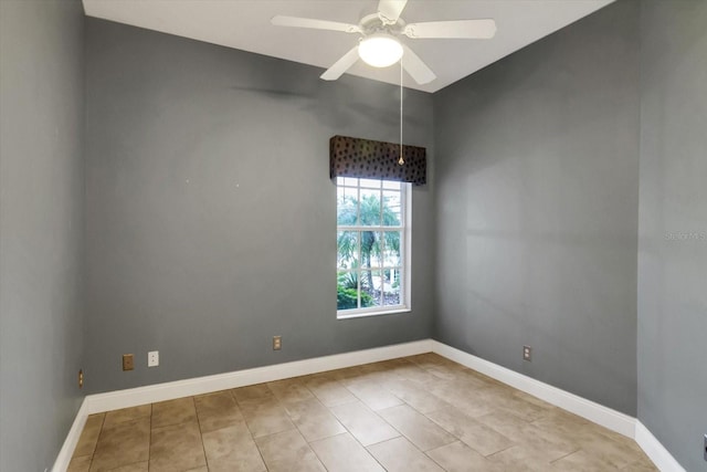 spare room featuring ceiling fan