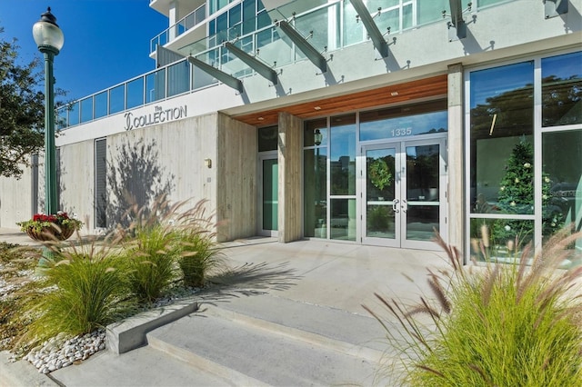 property entrance with french doors