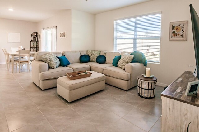 view of tiled living room