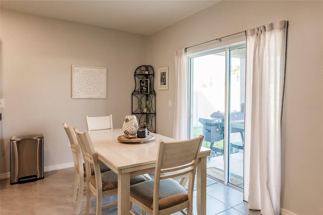 view of tiled dining area