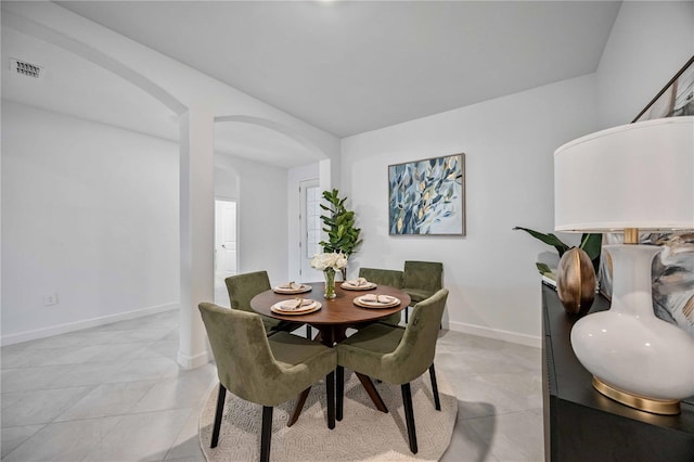 view of tiled dining room