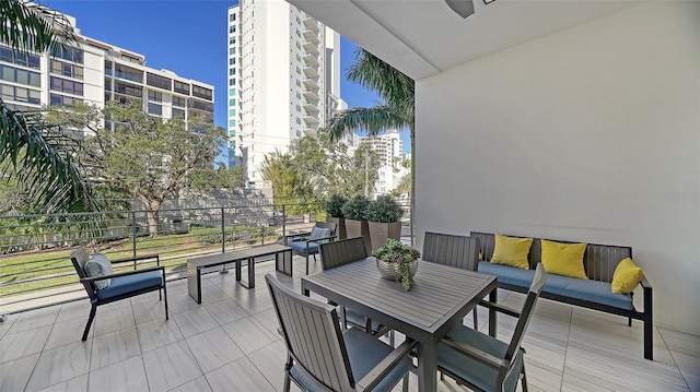 view of patio / terrace with outdoor lounge area and a balcony