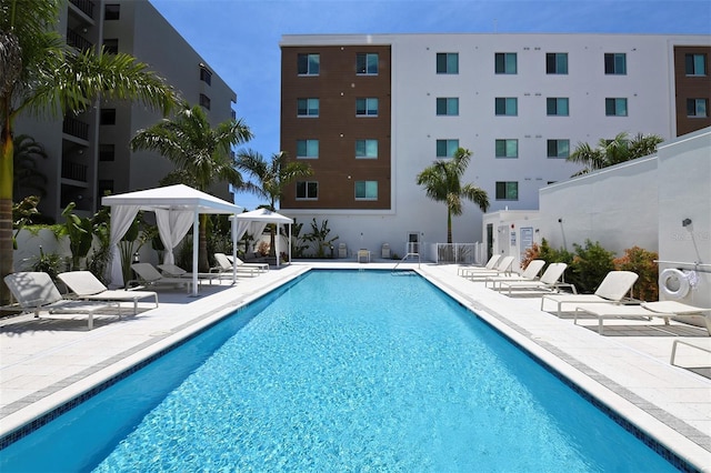 view of pool featuring a patio area