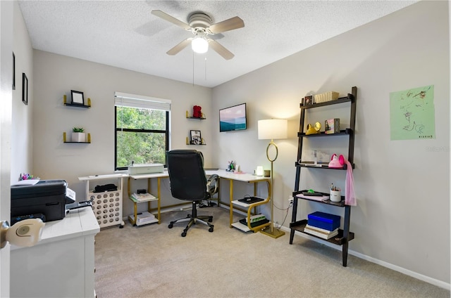 3415 51st Avenue Cir W Unit 206, Bradenton, FL 34210 - office with carpet flooring, a ceiling fan, and a textured ceiling