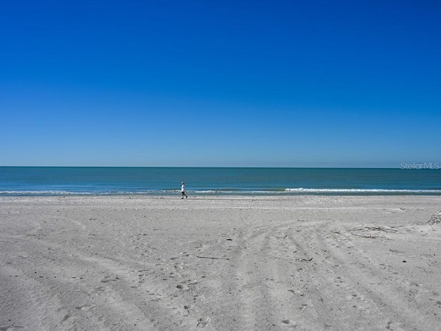 view of water feature with a beach view