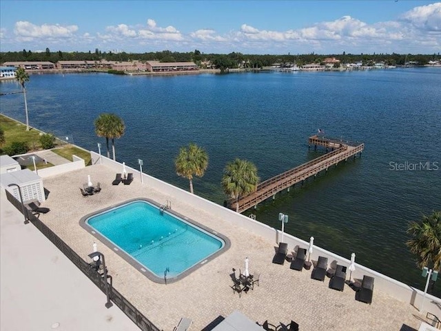 exterior space with a water view