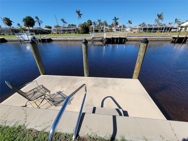 dock area featuring a water view