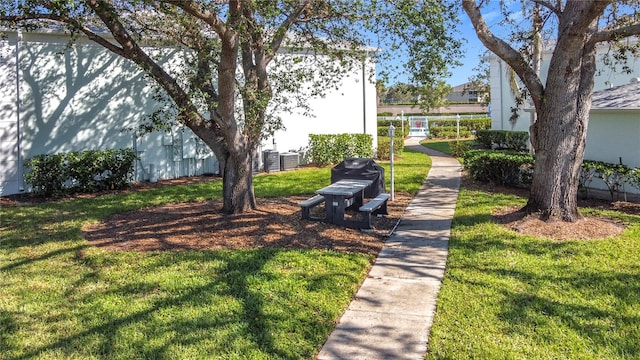 view of property's community featuring a yard