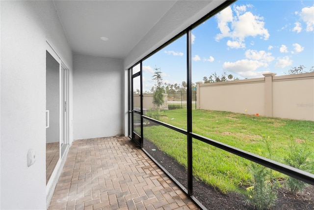 view of unfurnished sunroom