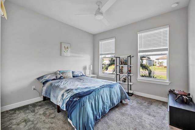 bedroom with carpet and ceiling fan