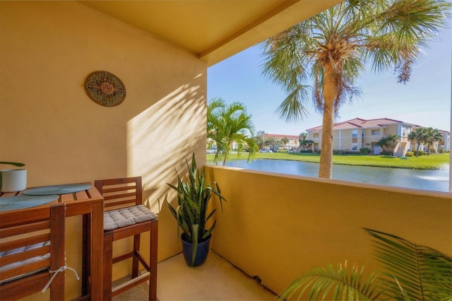 balcony with a water view