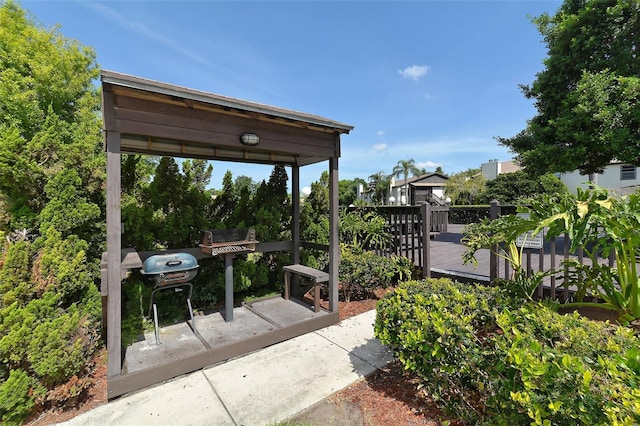 view of patio featuring a wooden deck