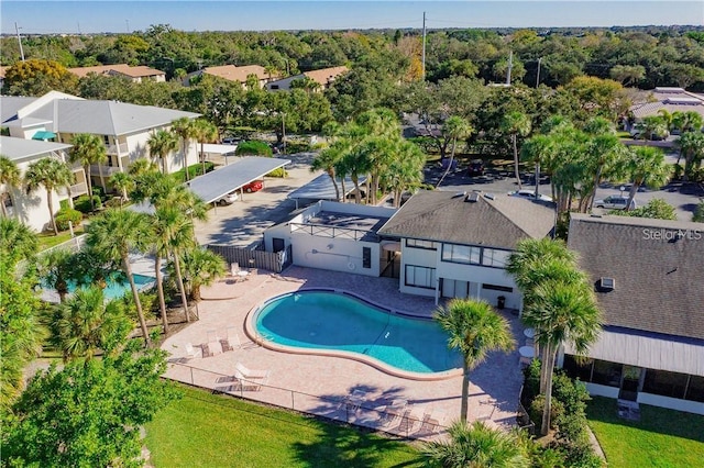 view of swimming pool with a patio area