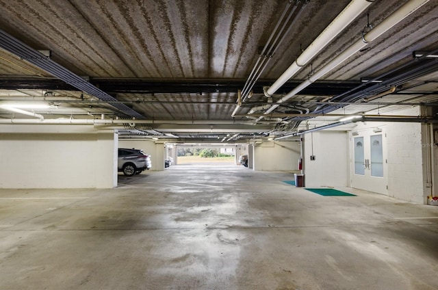 garage featuring french doors