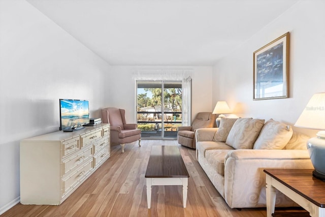 living room with light hardwood / wood-style flooring