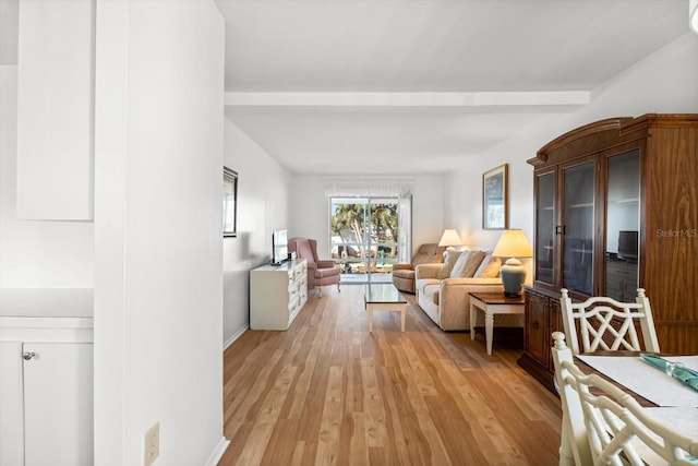 living room featuring light wood-type flooring