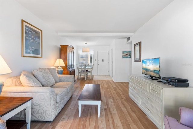 living room featuring light hardwood / wood-style flooring