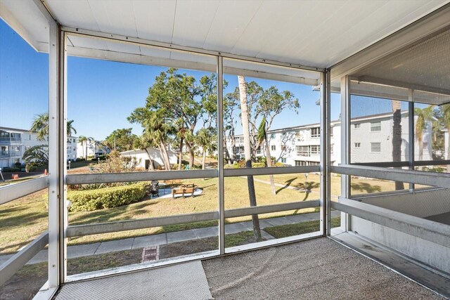 view of unfurnished sunroom