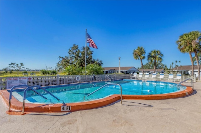 view of pool featuring a patio