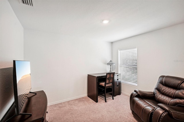 view of carpeted home office