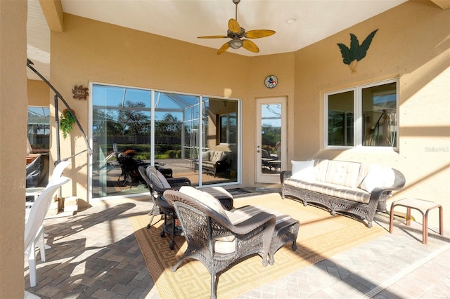 view of patio / terrace featuring ceiling fan