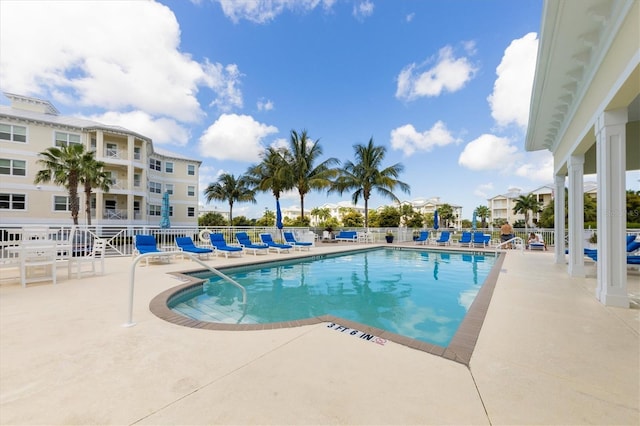 view of pool featuring a patio