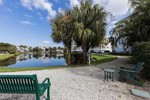 view of home's community with a water view