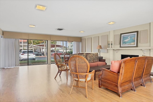 living room featuring light hardwood / wood-style floors