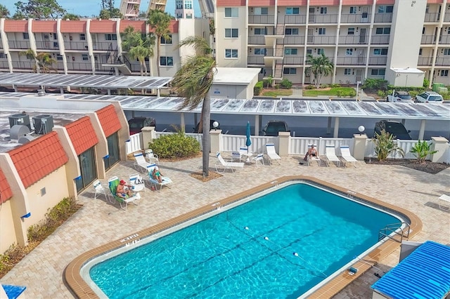 view of pool featuring a patio