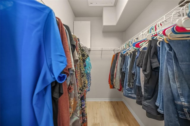 walk in closet featuring hardwood / wood-style floors