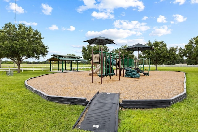 view of play area with a lawn