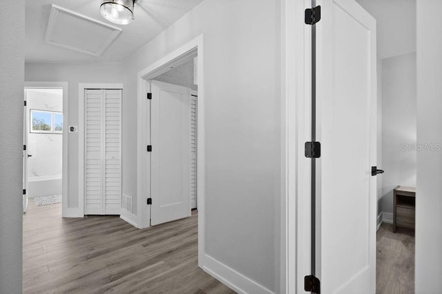 hallway featuring light wood-type flooring