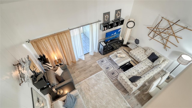 living room featuring light wood-type flooring