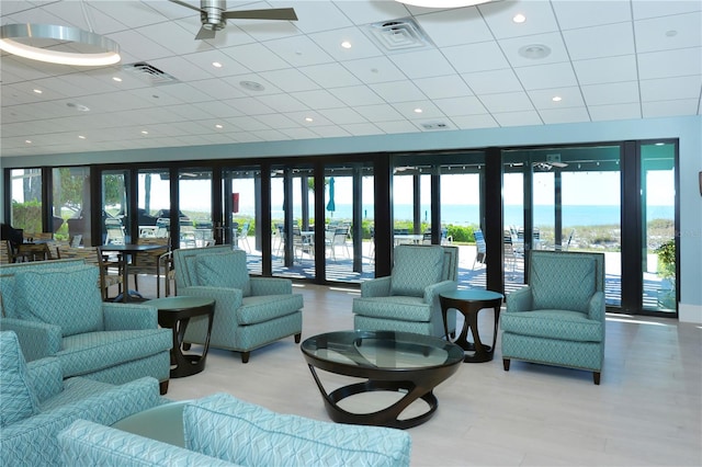 lobby with a water view