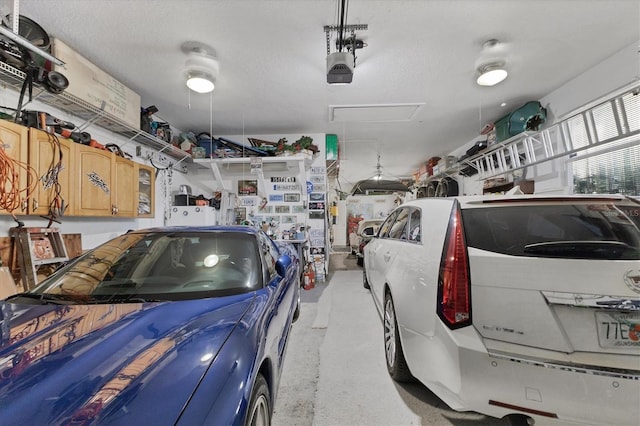 garage with a garage door opener