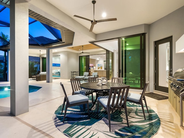 view of patio with ceiling fan