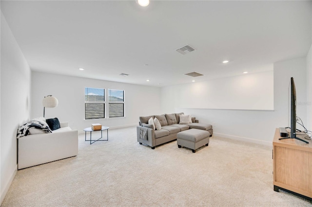 living room with light carpet