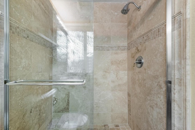 interior details with an enclosed shower