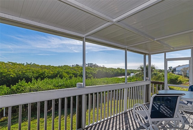 view of unfurnished sunroom