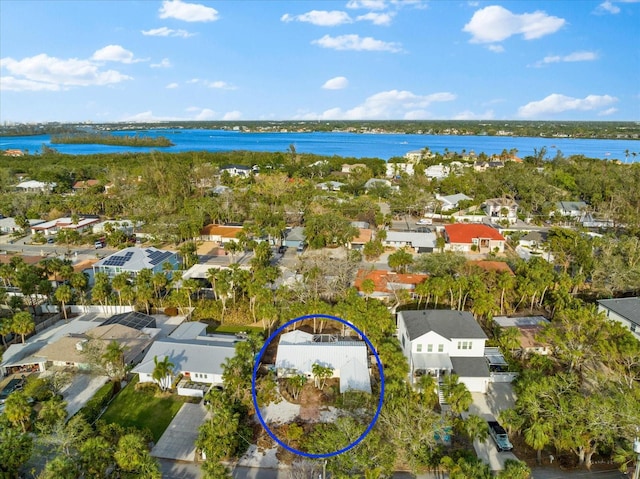 bird's eye view featuring a water view