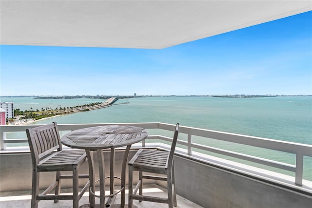 balcony with a water view