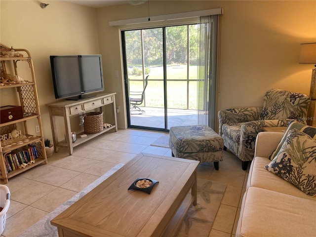 view of tiled living room