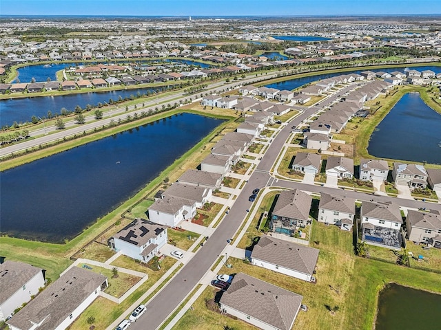 bird's eye view featuring a water view