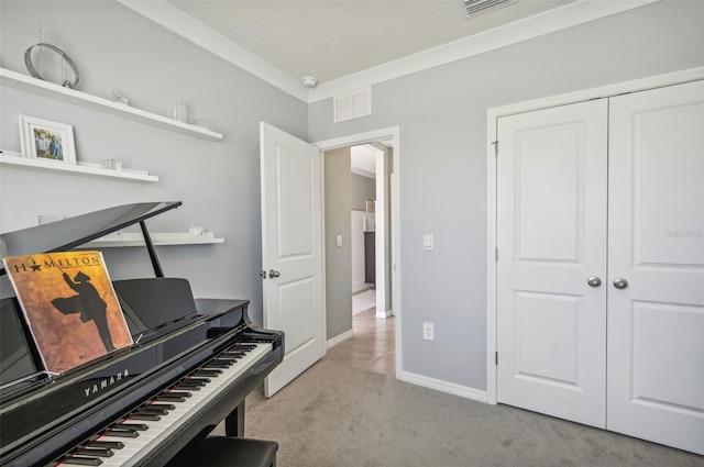 misc room with ornamental molding